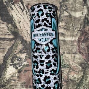 Harley-Davidson Teal and Black Leopard Tumbler